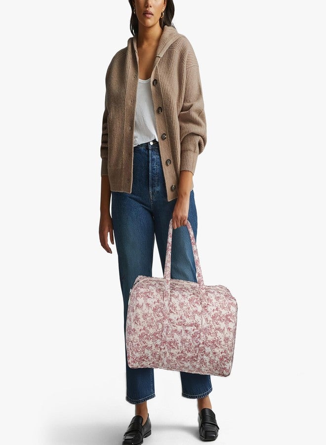 BBIQI Quilted Duffle Bag For Women Cute Weekender Bags Floral Travel Bag Cotton Diaper Tote Bag - Image 2